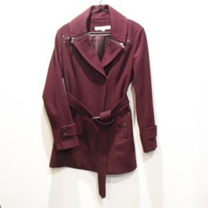 Kenneth Cole Asymmetrical Belted Wool Blend Jacket